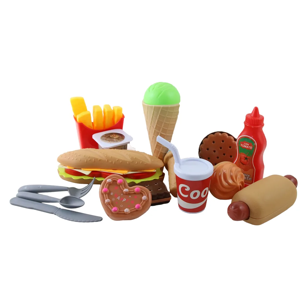 Set de joaca cu alimente Fast Food din plastic Courmer 3+ Set de joaca cu alimente Fast Food din plastic Courmer 3+