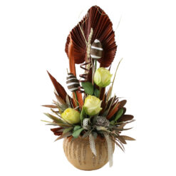 Aranjament floral cu plante uscate in ghiveci 26 x 42 cm