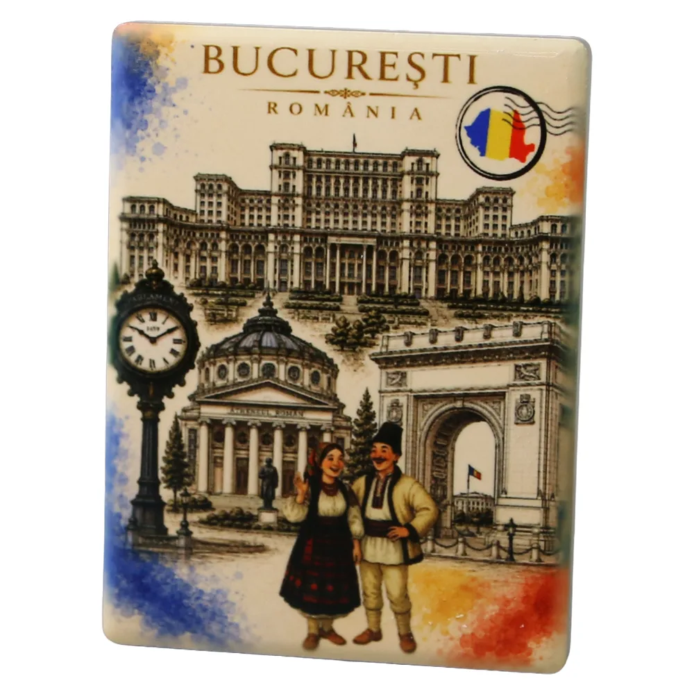 Magnet de frigider din ceramica Bucuresti 6 x 8 cm