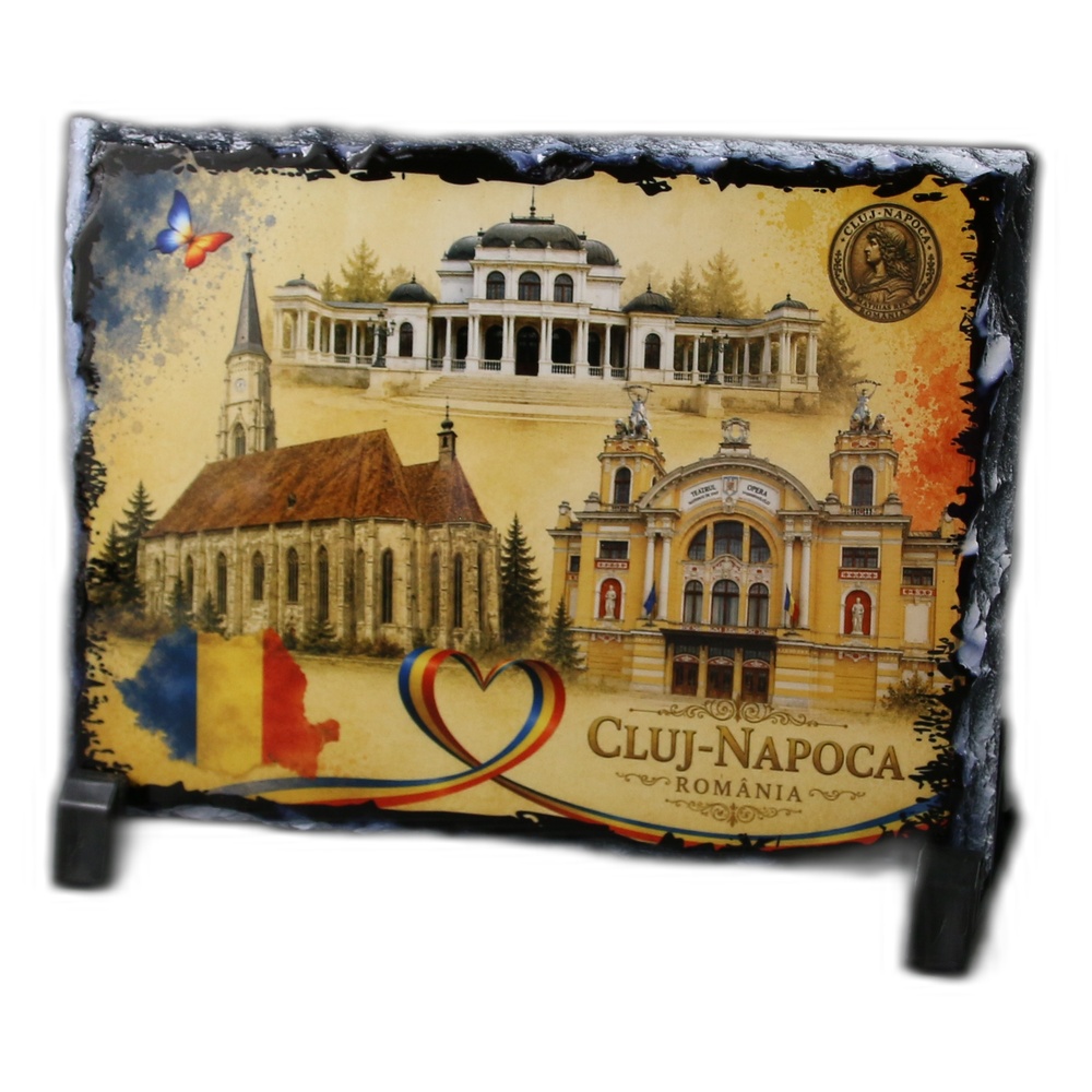 Placa ardezie "Cluj-Napoca" 19 x 14 cm Placa ardezie "Cluj-Napoca" 19 x 14 cm
