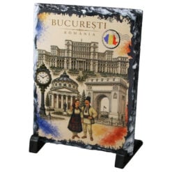 Placa din ardezie vintage Bucuresti 14 x 19 cm