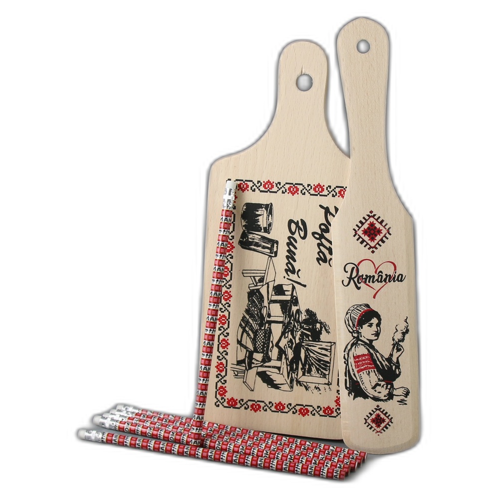 Set ustensile bucatarie cu creioane "Romania - Pofta buna" Set ustensile bucatarie cu creioane "Romania - Pofta buna"