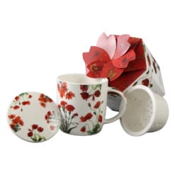 Cana portelan cu infuzor si capac "Red Flowers" 400 ml