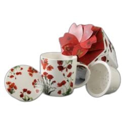 Cana portelan cu infuzor si capac "Red Flowers" 400 ml