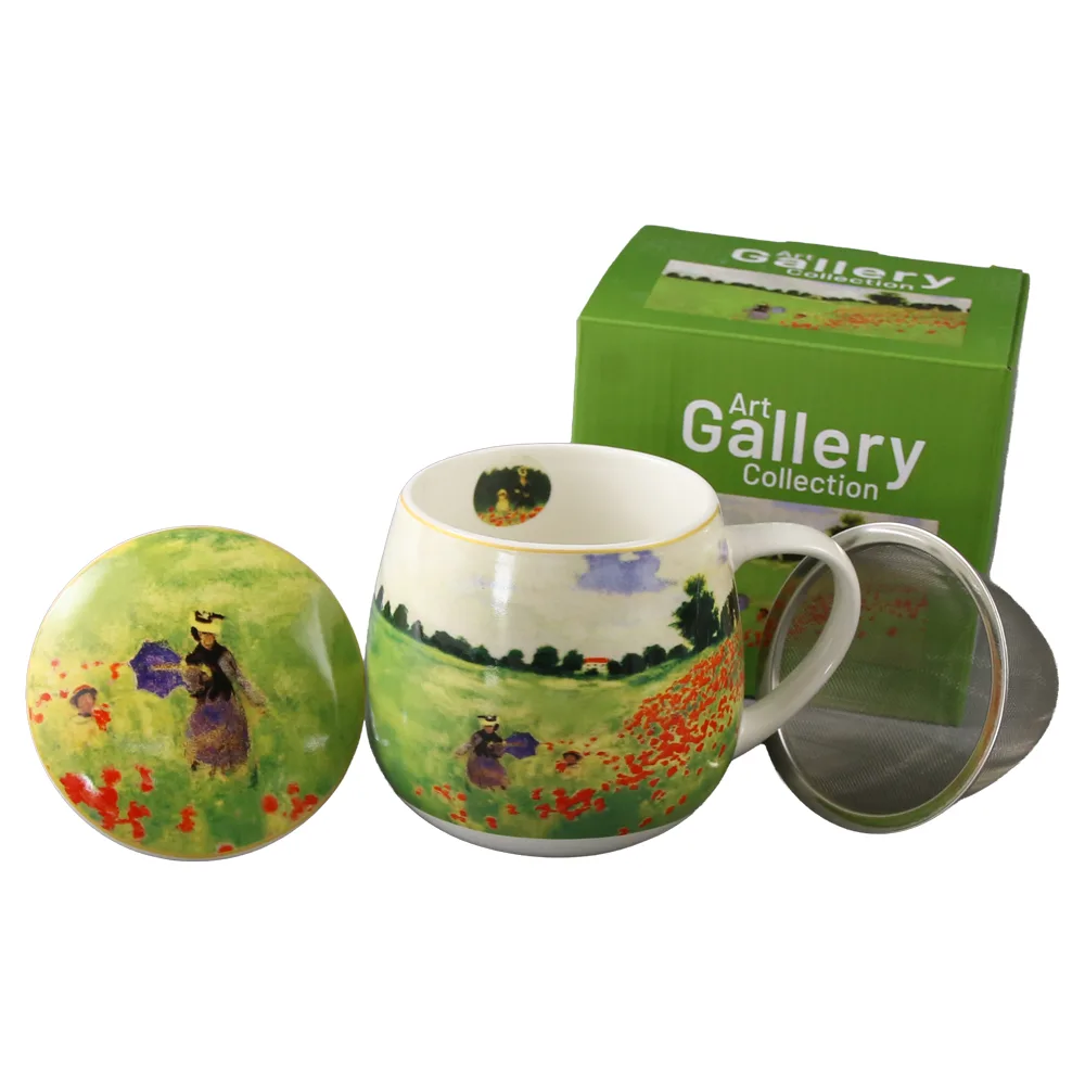 Cana portelan cu infuzor si capac 430 ml "Poppy Field" de Claude Monet Cana portelan cu infuzor si capac 430 ml "Poppy Field" de Claude Monet