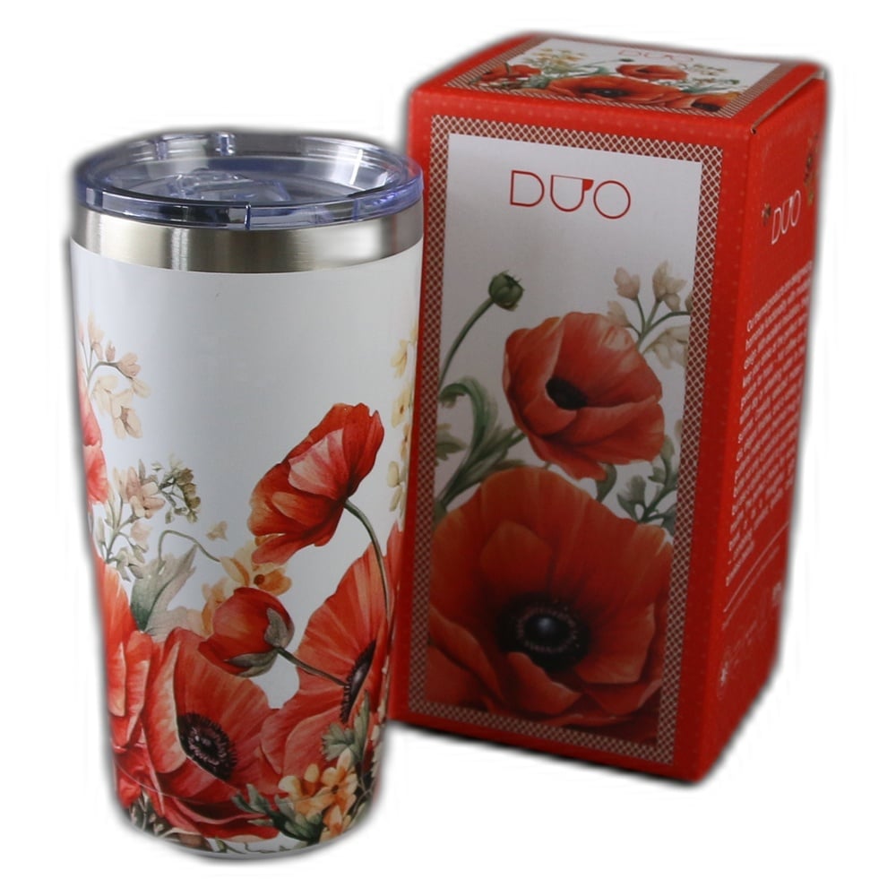 Cana termos 600 ml "Poppies' in cutie decorativa Cana termos 600 ml "Poppies' in cutie decorativa