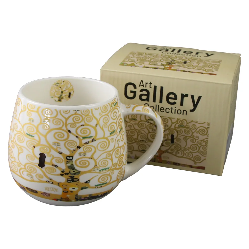 Cana portelan 430 ml "Tree of Life" ecru de Gustav Klimt Cana portelan 430 ml "Tree of Life" ecru de Gustav Klimt