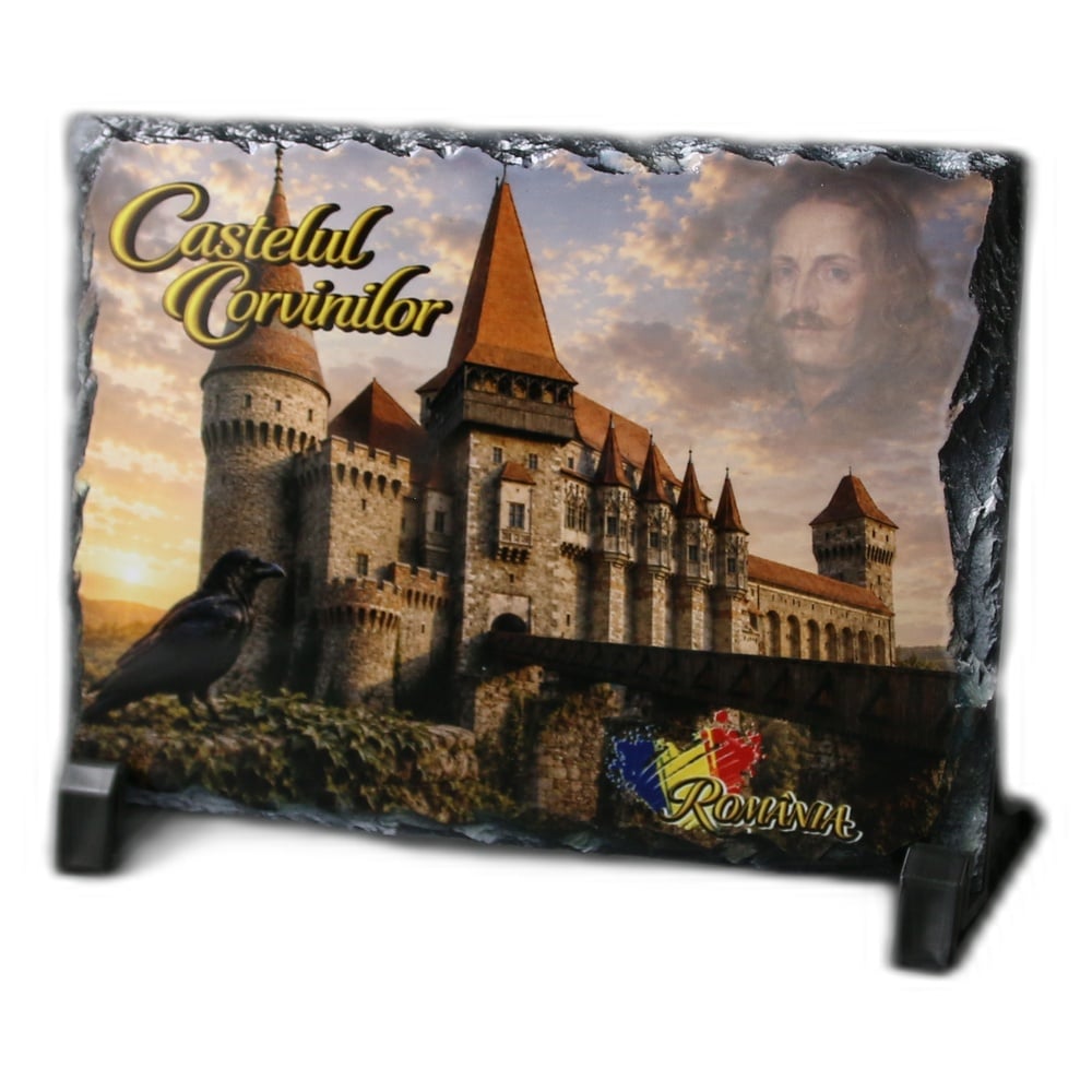 Placa ardezie "Castelul Corvinilor" 19 x 14 cm Placa ardezie "Castelul Corvinilor" 19 x 14 cm