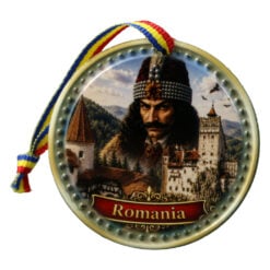 Magnet de frigider rotund din ceramica Castelul Bran 6.5 cm