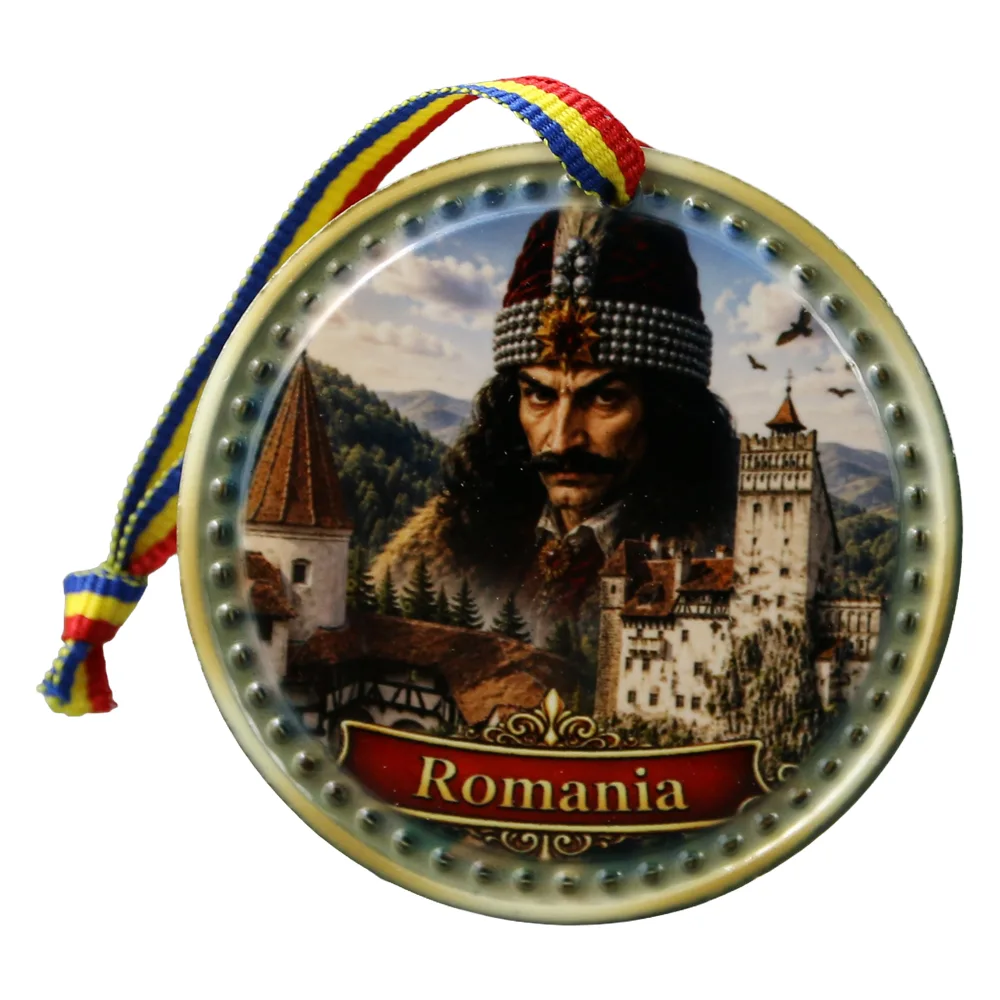 Magnet de frigider rotund din ceramica Castelul Bran 6.5 cm Magnet de frigider rotund din ceramica Castelul Bran 6.5 cm