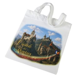 Sacosa textil "Castele din Romania" 30 x 35 cm