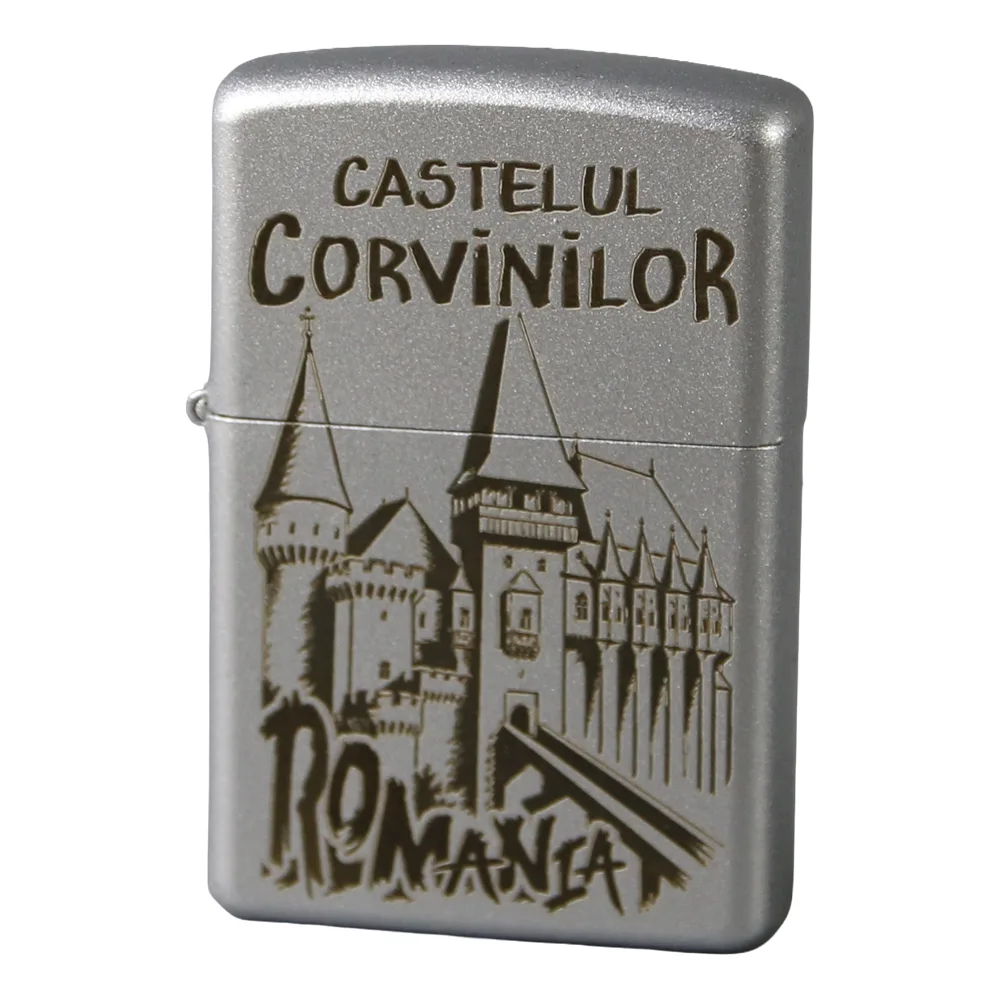 Bricheta metalica gravata Castelul Corvinilor 3.5 x 5.5 cm