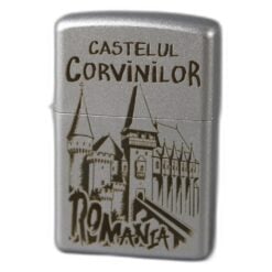 Bricheta metalica gravata "Castelul Corvinilor" 3.5 x 5.5 cm