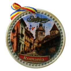 Magnet de frigider rotund din ceramica Sighisoara 6.5 cm