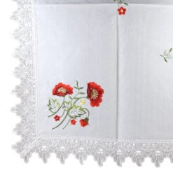Fata de masa din poliester cu dantela si motive florale 85 x 85 cm