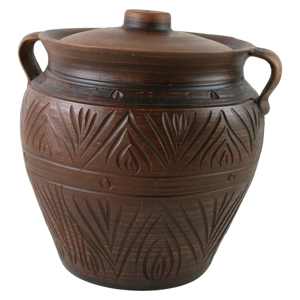 Oala din ceramica 8 L cu capac si manere Oala din ceramica 8 L cu capac si manere