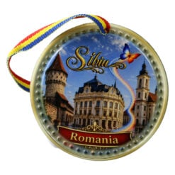Magnet de frigider rotund din ceramica Sibiu 6.5 cm