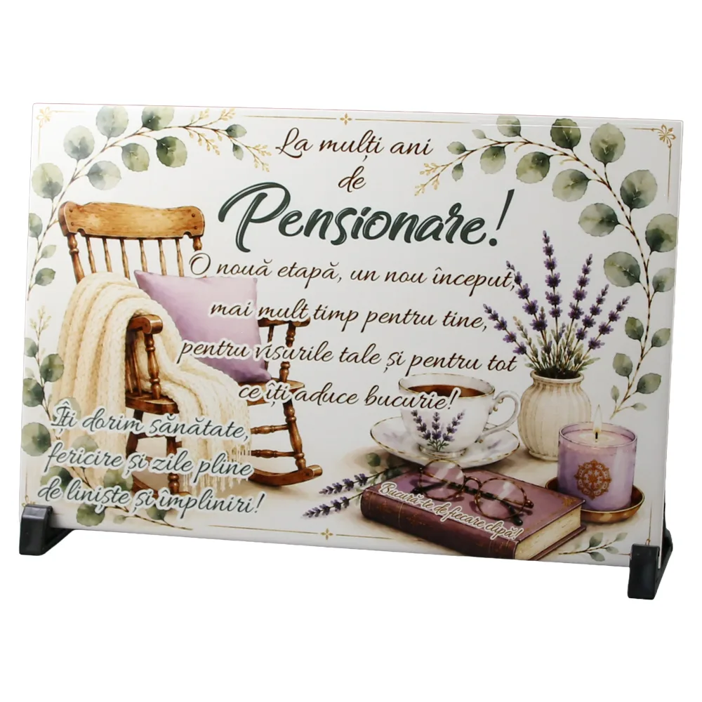 Placa decorativa "La multi ani de Pensionare!" 30 x 20 cm din faianta Placa decorativa "La multi ani de Pensionare!" 30 x 20 cm din faianta