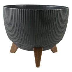 Ghiveci din plastic Roma Jumper gri cu picioare 29 x 18/23 cm