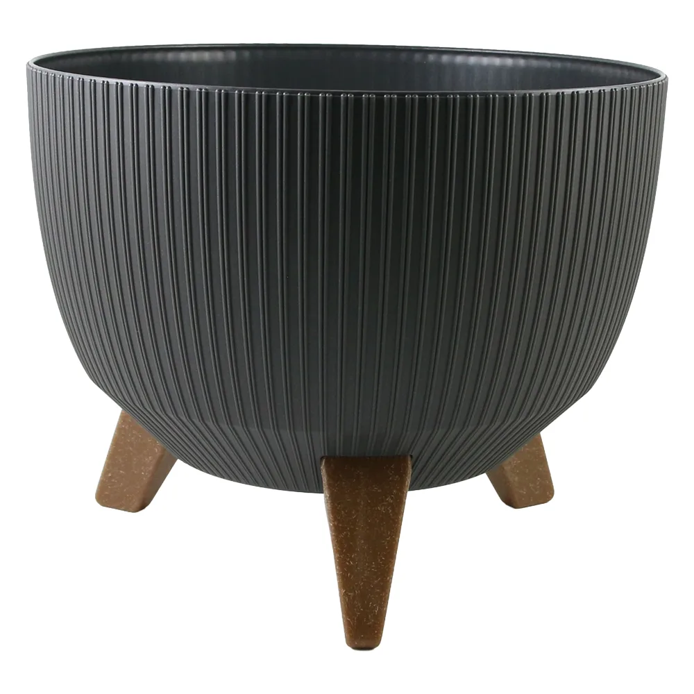 Ghiveci din plastic Roma Jumper gri cu picioare 29 x 18/23 cm