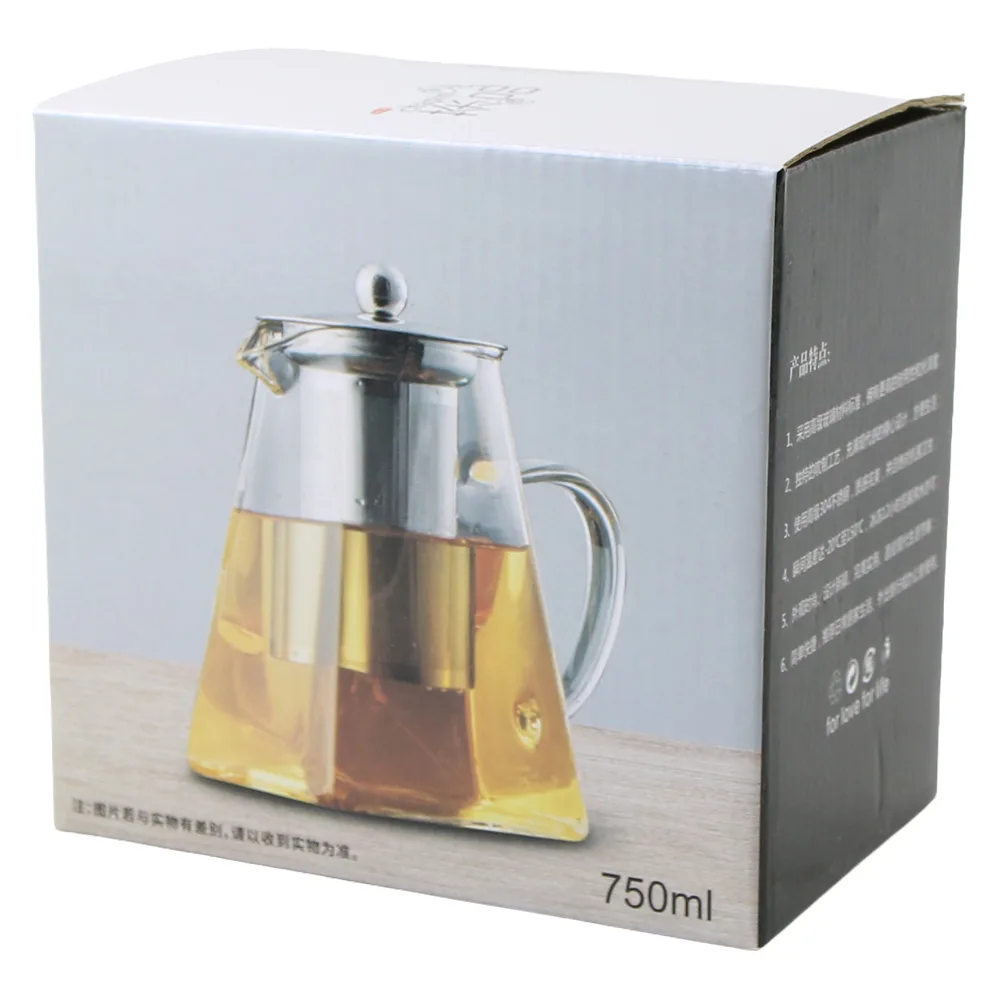 Ceainic din sticla cu infuzor si capac din inox 750 ml Ceainic din sticla cu infuzor si capac din inox 750 ml