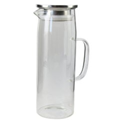 Carafa din sticla cu capac din inox si maner 1200 ml