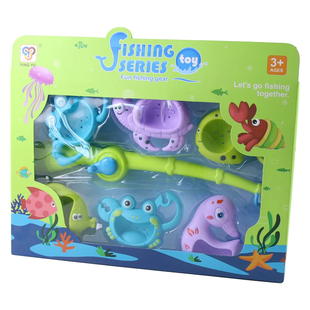 Set de pescuit pentru copii cu undita si animale marine 7 piese 3+