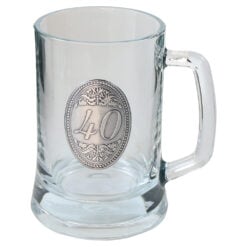 Halba pub din sticla cu emblema metalica "40" 500 ml