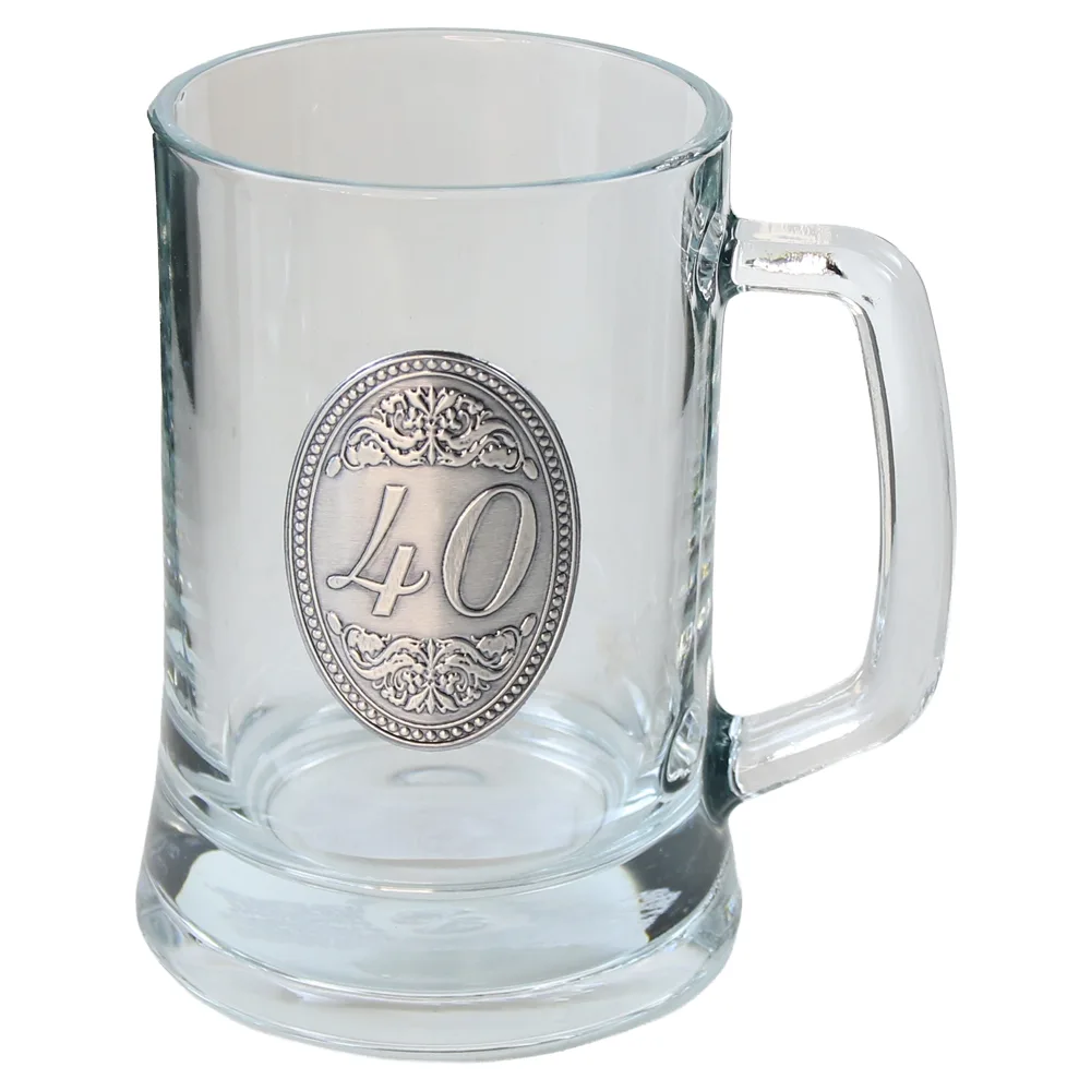 Halba pub din sticla cu emblema metalica "40" 500 ml
