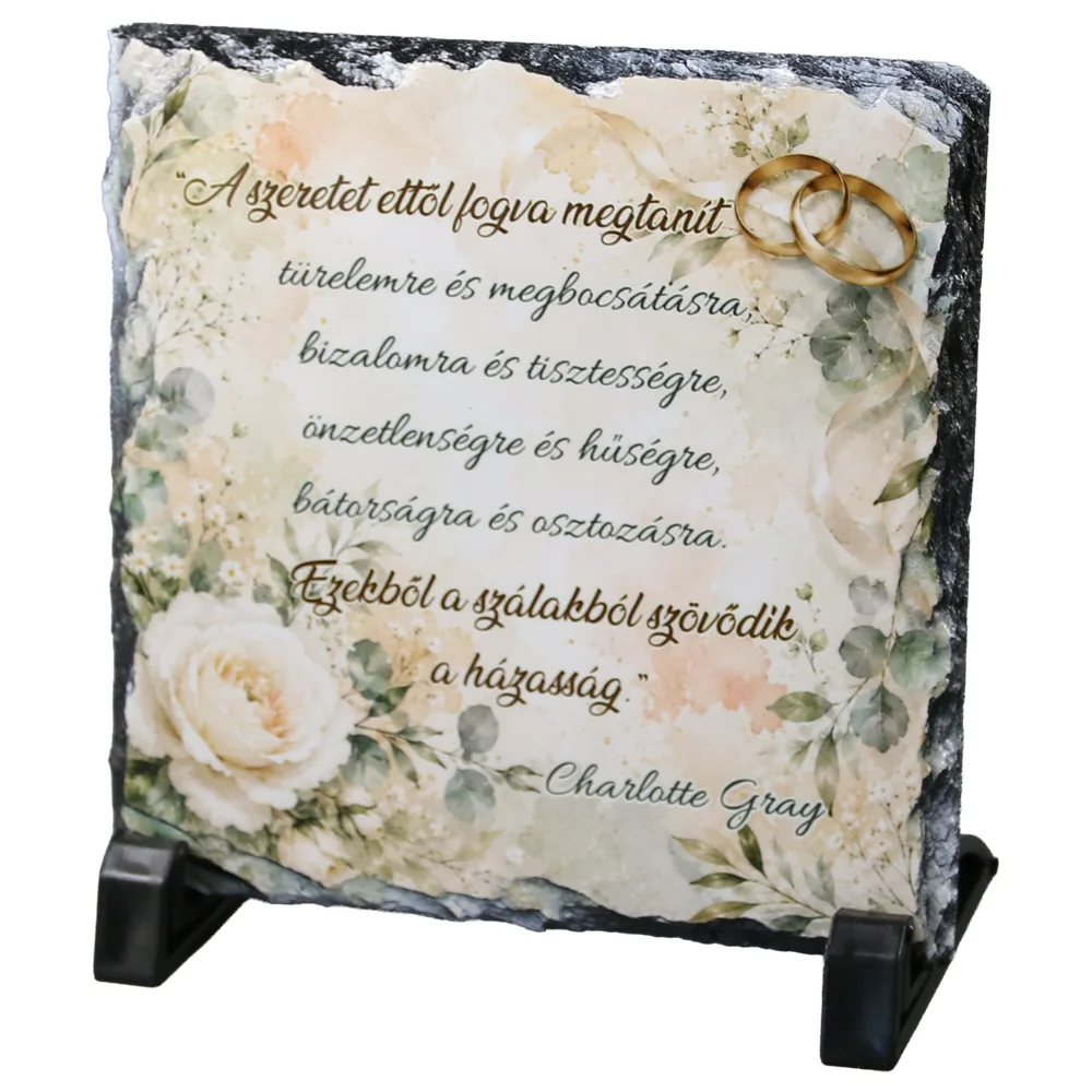 Placa din ardezie "A szeretet ettol fogva megtanit..." 14 x 14 cm Placa din ardezie "A szeretet ettol fogva megtanit..." 14 x 14 cm