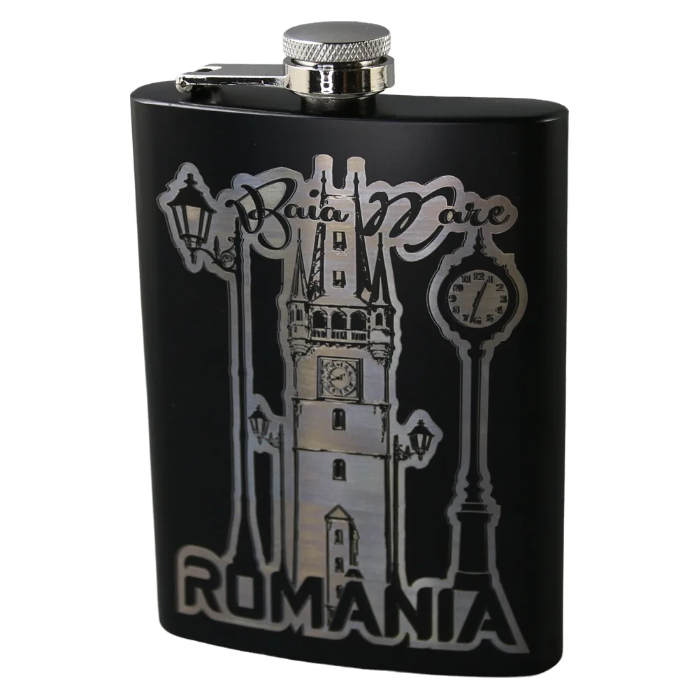 Plosca metalica gravata Baia Mare 220 ml