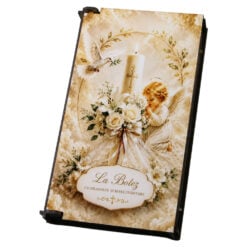 Caseta cadou din lemn pentru bani "La Botez cu dragoste si binecuvantare" 10 x 17.5 cm