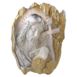 Placheta din ipsos Isus cu miel si cruce 22 x 30 cm