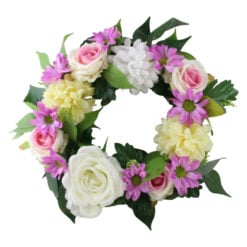 Coronita pentru cimitir cu flori artificiale 35 cm