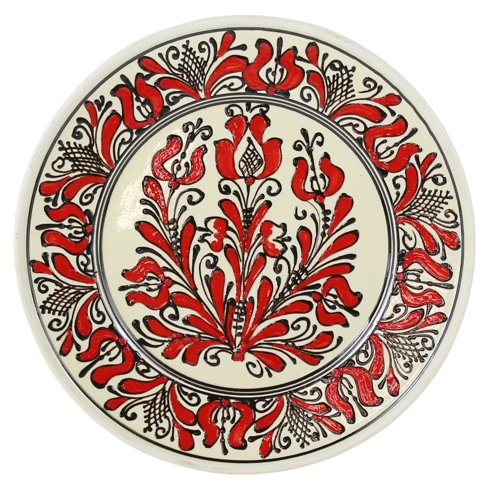 Farfurie decorativa din ceramica de Corund cu motive traditionale 24 cm