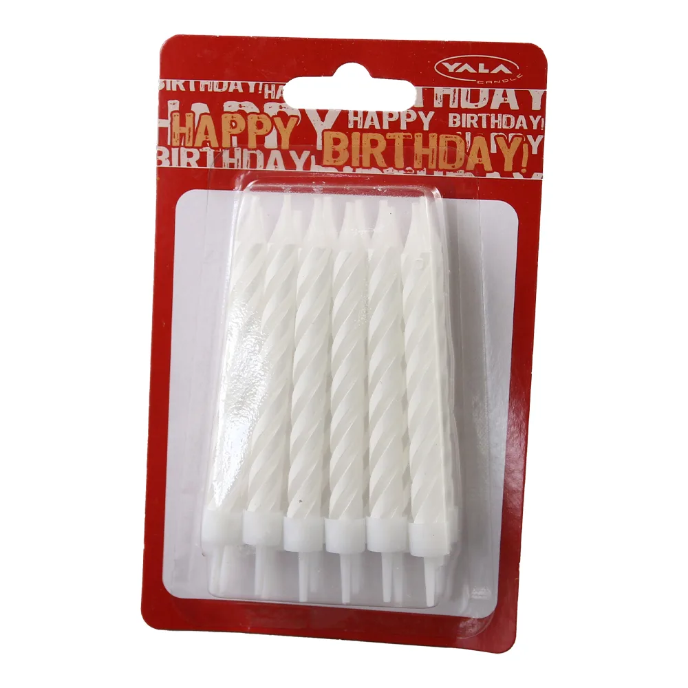 Set 12 lumanari spiralate albe pentru tort 9 cm