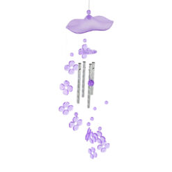Clopotel de vant cu flori din plastic 70 cm