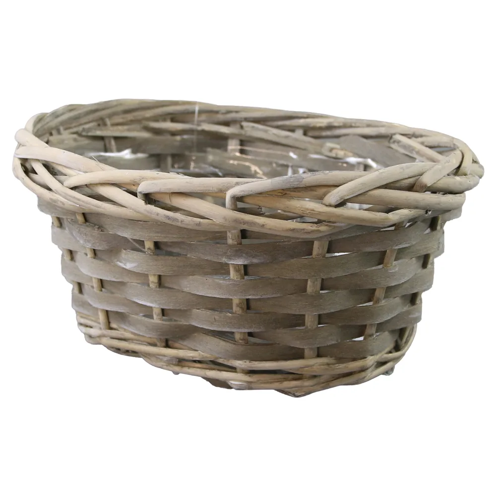 Cos oval din rachita gri pentru flori 18 x 14 x 9 cm Cos oval din rachita gri pentru flori 18 x 14 x 9 cm