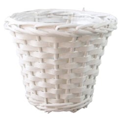 Cos rotund din rachita alba pentru flori 18 x 15 cm