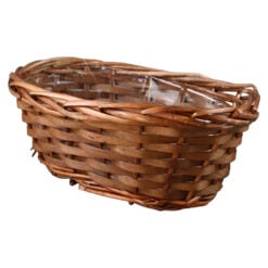 Cos oval din rachita maro pentru flori 25 x 15 x 10.5 cm