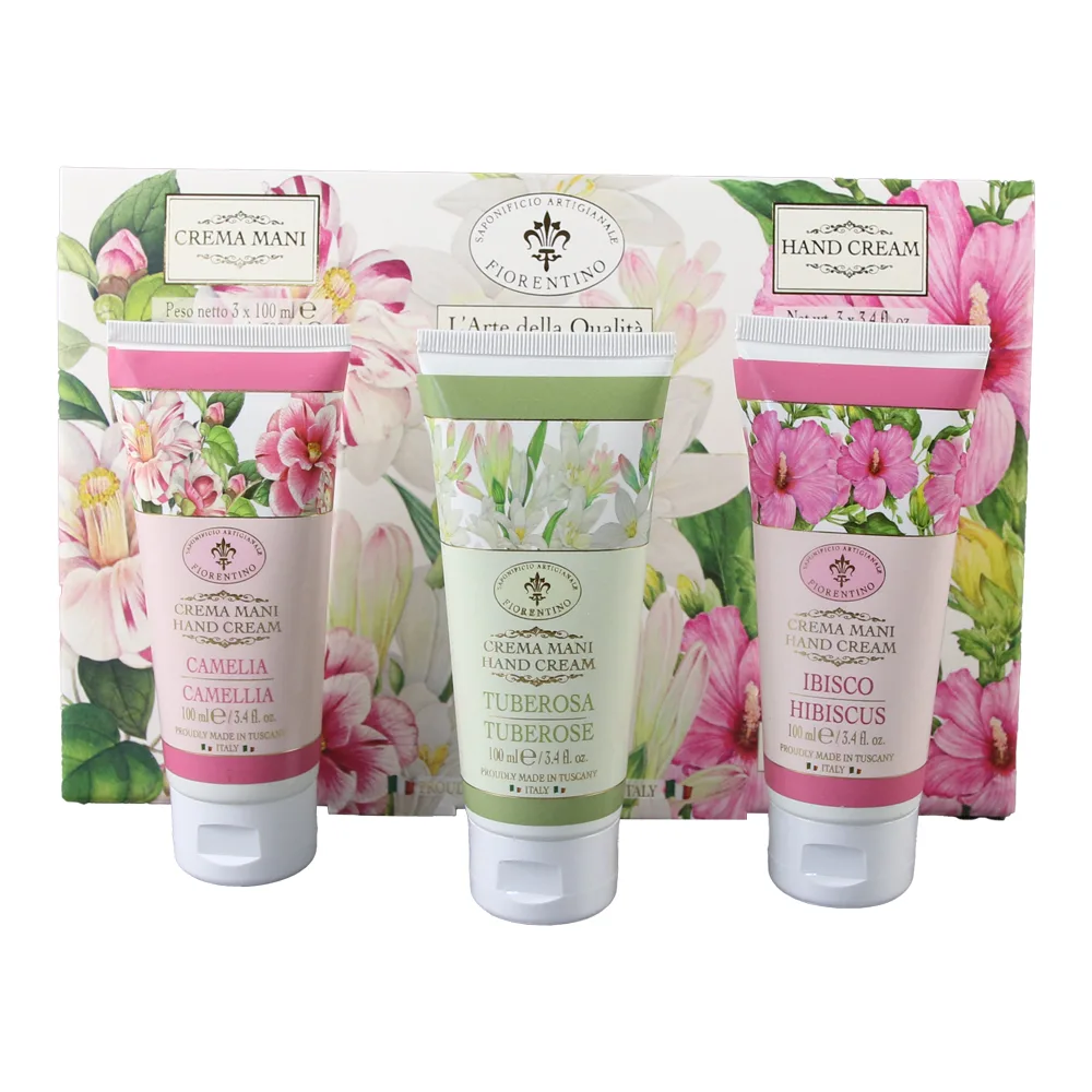Set cadou cu 3 creme de maini Florentino 100 ml - Camelie Set cadou cu 3 creme de maini Florentino 100 ml - Camelie
