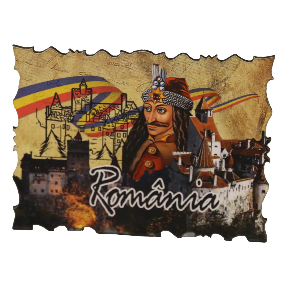 Magnet de frigider din lemn Welcome to Romania 9.5 x 7 cm