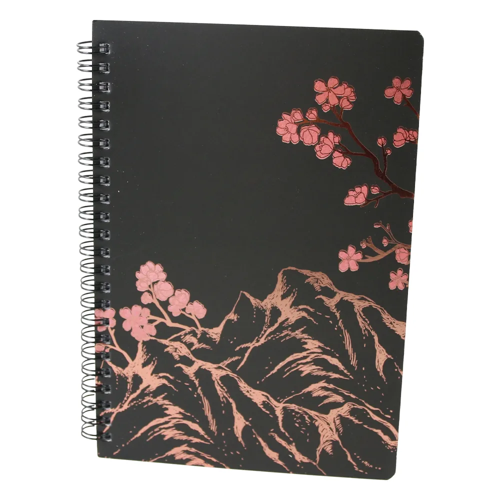 Agenda nedatata cu spirala si pagini liniate Funze aurii 18.5 x 25 cm