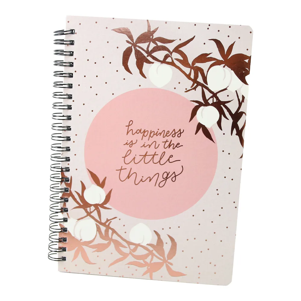 Agenda nedatata cu spirala si pagini liniate Funze aurii 18.5 x 25 cm