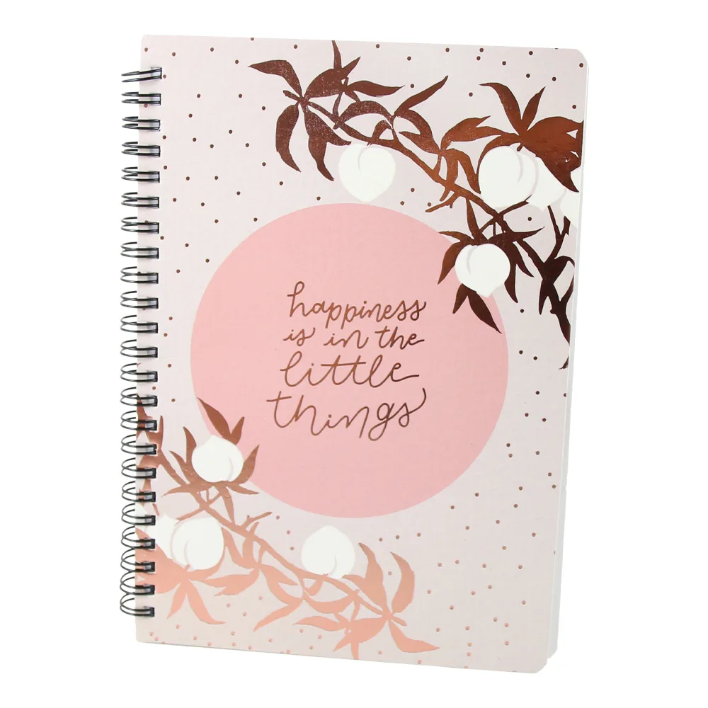 Agenda nedatata cu spirala si pagini liniate Funze aurii 15 x 21 cm Agenda nedatata cu spirala si pagini liniate Funze aurii 15 x 21 cm