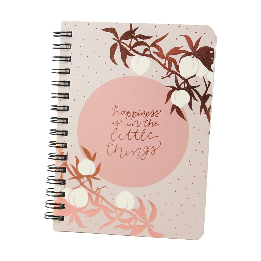 Agenda nedatata cu spirala si pagini liniate Funze aurii 11 x 14.5 cm