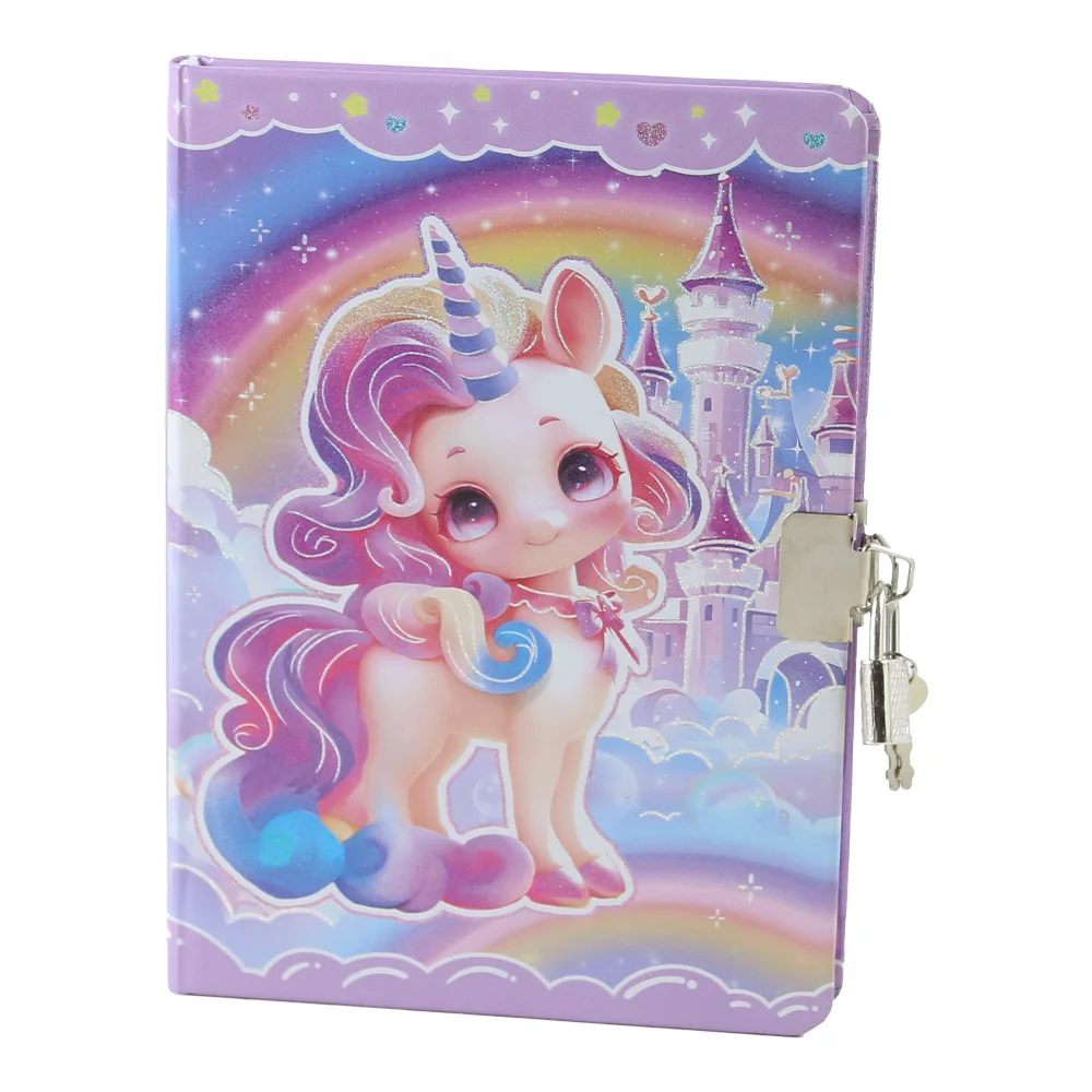 Agenda nedatata cu lacat si pagini liniate Unicorn 13 x 17.5 cm