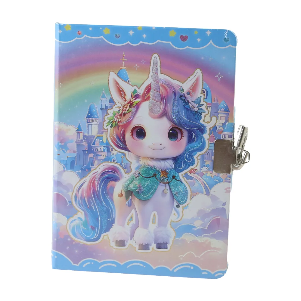 Agenda nedatata cu lacat si pagini liniate Unicorn 13 x 17.5 cm