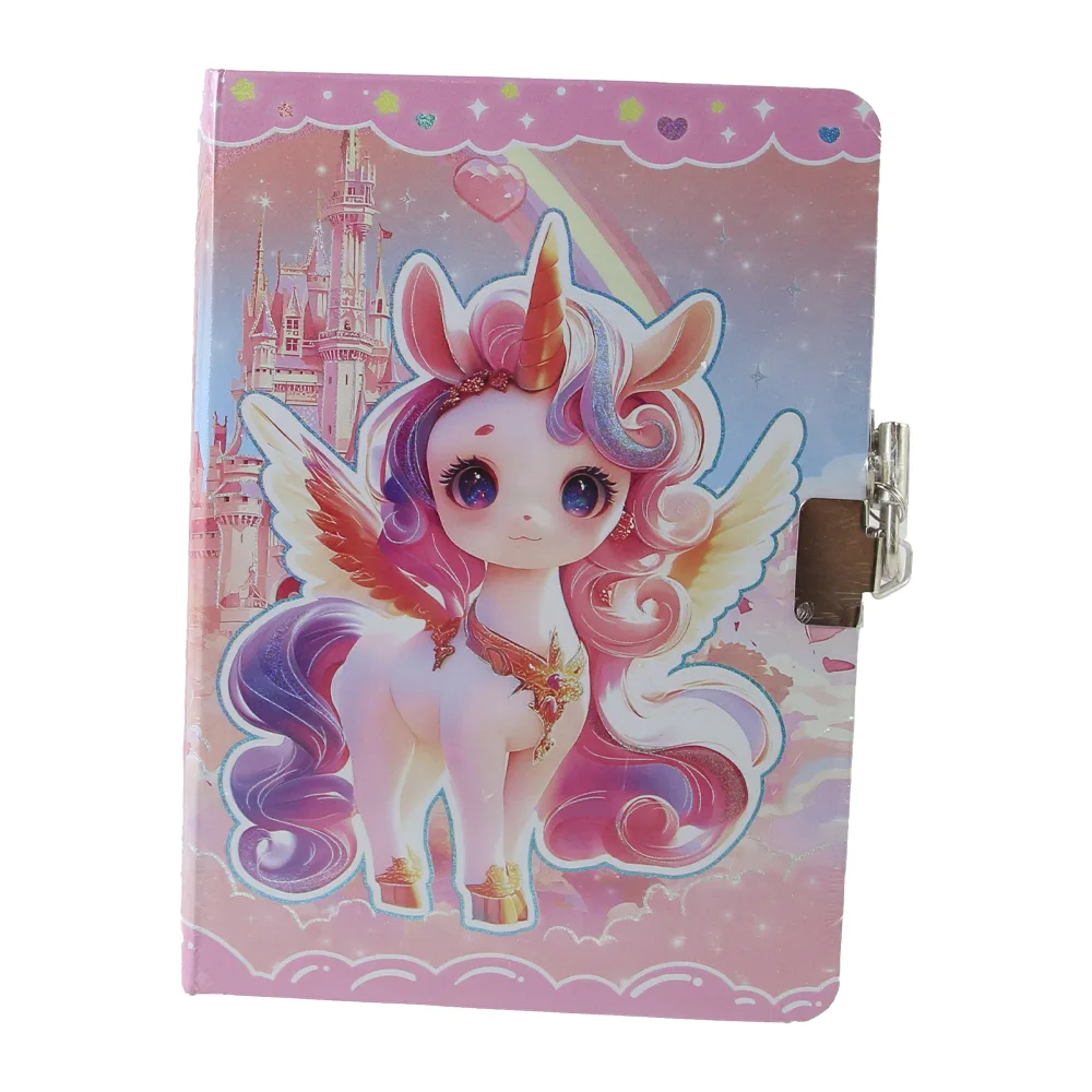 Agenda nedatata cu lacat si pagini liniate Unicorn 13 x 17.5 cm