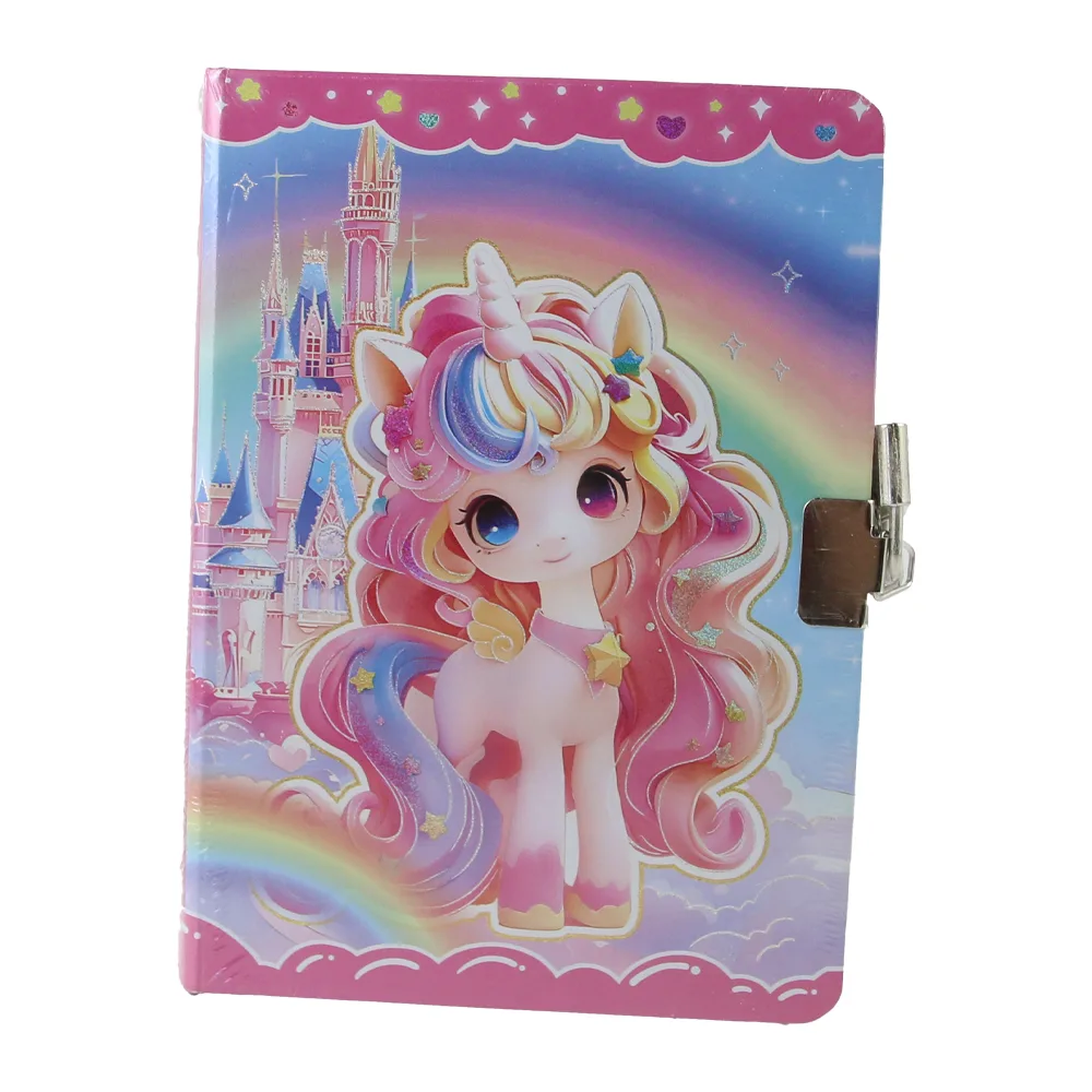 Agenda nedatata cu lacat si pagini liniate Unicorn 13 x 17.5 cm